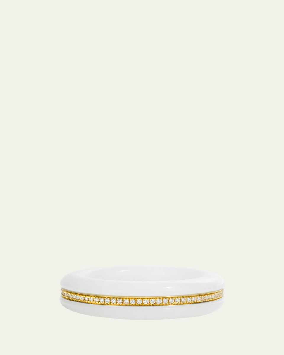 14K Yellow Gold Diamond Essential Gem Stacking Ring with White Jasper